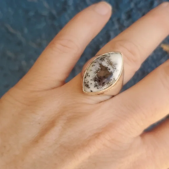 New Men's Dendritic Opal 925 Silver Ring. - Picture 8 of 10